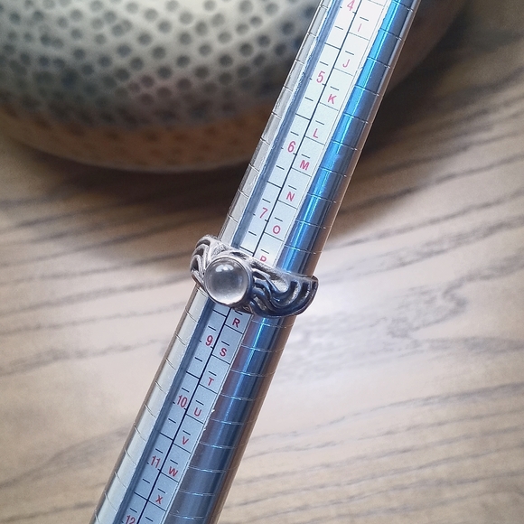 Antique 925 Sterling Silver Filigree Ring with Clear Crystal Quartz Gemstone 8 - Picture 3 of 15